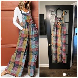 Bibi overalls colorful plaid